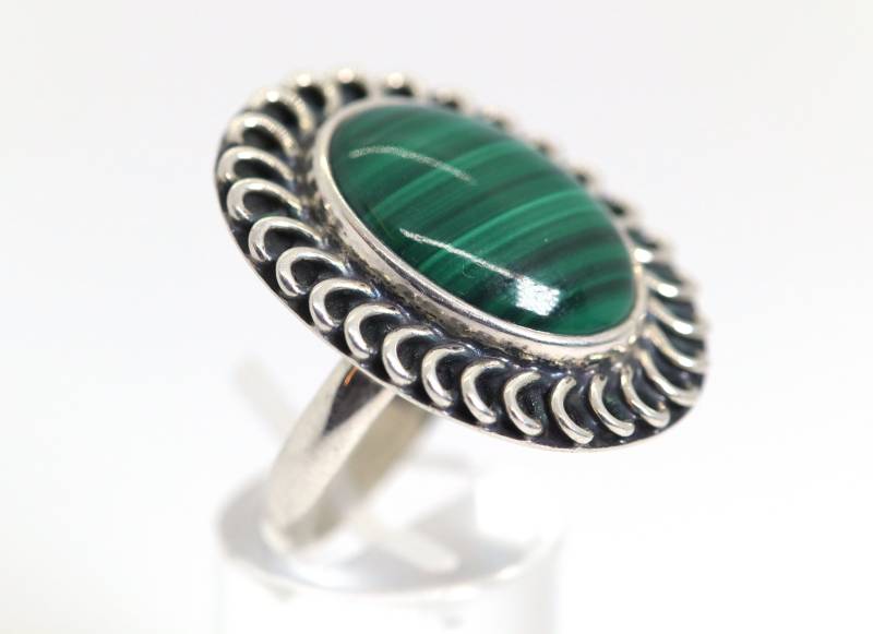 Vintage Sterlingsilber - Ring | 925Er-Mexico + Malachit & Kordel Verz. Rg 56 1/2 von StoneBox94