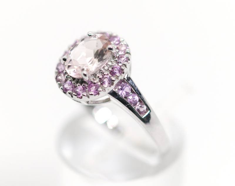 sterlingsilberring 925Er Gtr, Morganit + Rosa Farbstein, Rg 57 von StoneBox94