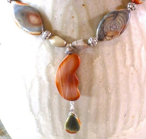 Einzigartige Imperial Jasper & Sterling Silber Halskette Einzigartige Imperial Jasper & Sterling Silber Halskette von StoneBrokeCreations