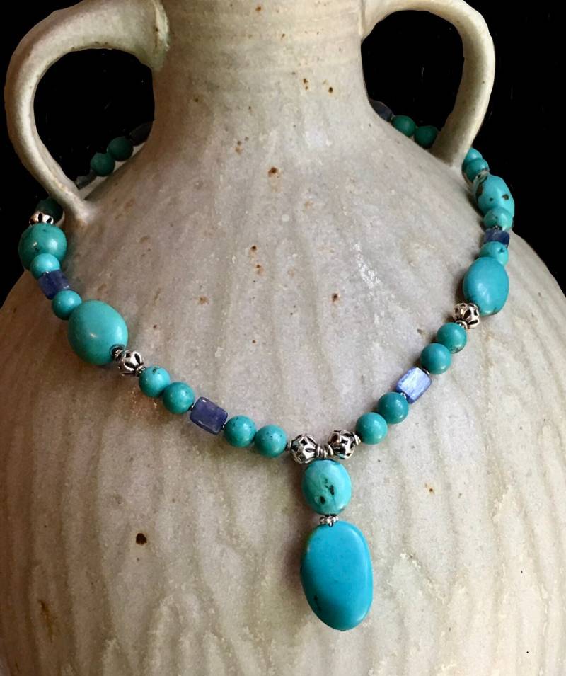 Tuerkis, Kyanit & Sterling Silber Halskette Tuerkis, Kyanit & Sterling Silber Halskette von StoneBrokeCreations