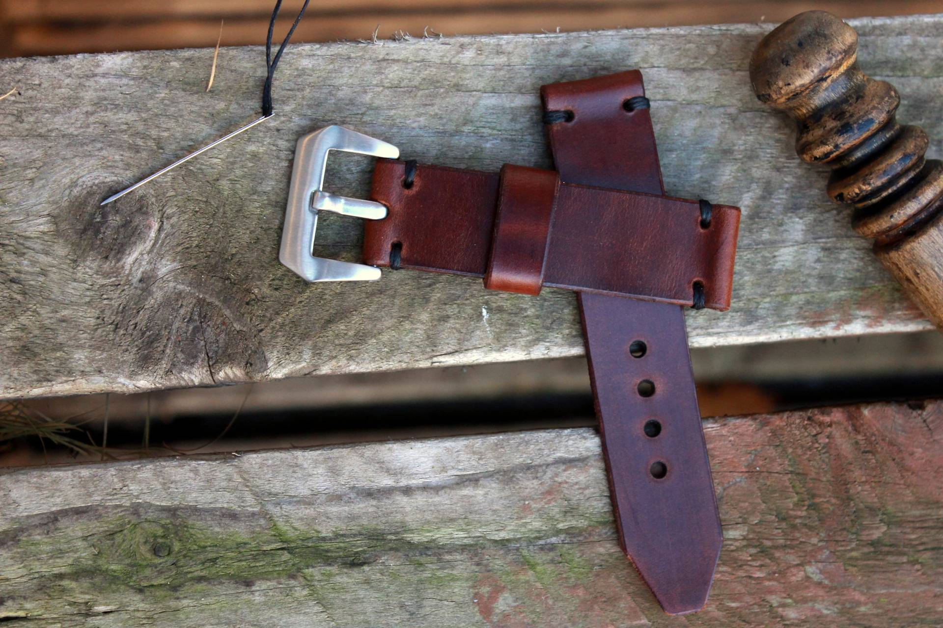 Leder Uhrenarmband, 22mm 24mm 26mm, Stahl Uhrenschließe von StoneHillshop