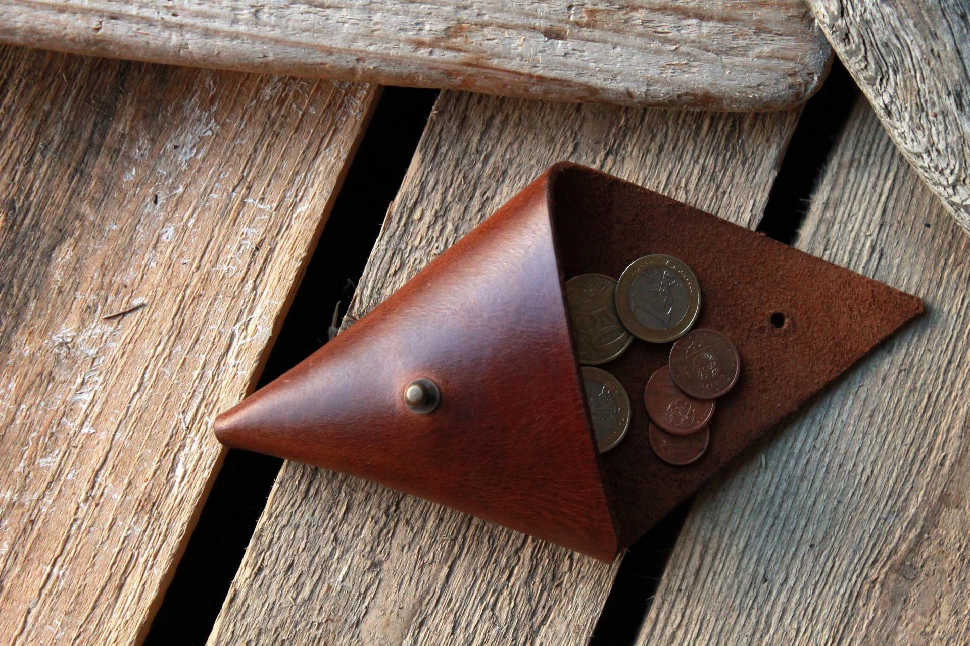 Münztasche, Leder Münzetui, Dreieck Geldbörse, Münzetui von StoneHillshop