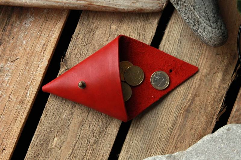 Münztasche, Leder Münzetui, Dreieck Geldbörse, Münzetui von StoneHillshop