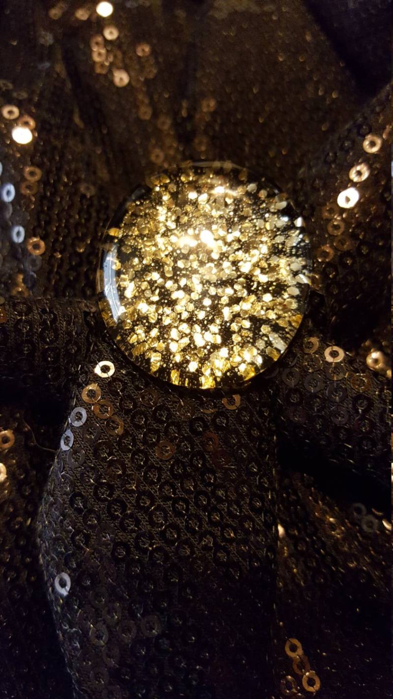 Gold & Schwarz Sparkle Glasring von StoneJewelryCompany