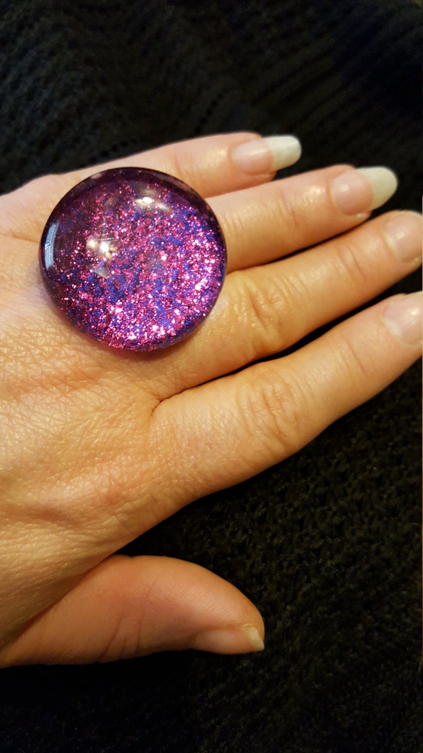 Pink Glitter & Kobalt Blau Glas Ring Pink Glitter & Kobalt Blau Glas Ring von StoneJewelryCompany