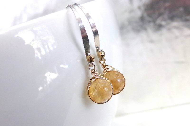Citrin Hängeohrringe 14K Gold Fill Wire Wrap, November Geburtsstein Citrin Hängeohrringe 14K Gold Fill Wire Wrap, November Geburtsstein von StoneLinkDesigns