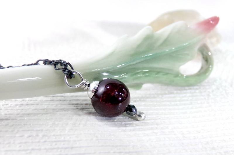 Granat Sterling Silber Halskette Januar Geburtsstein, Oxidierte Kette Granat Sterling Silber Halskette Januar Geburtsstein, Oxidierte Kette von StoneLinkDesigns
