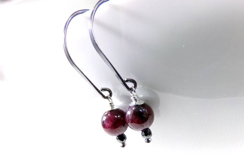 Granat Sterling Silber Ohrringe Januar Birthstone Schmuck von StoneLinkDesigns