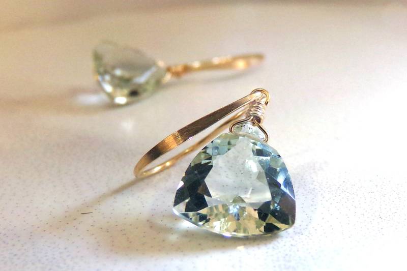 Prasiolith Grüner Amethyst Gold Ohrringe 14K Gf Artisan Ohrhaken Prasiolith Grüner Amethyst Gold Ohrringe 14K Gf Artisan Ohrhaken von StoneLinkDesigns