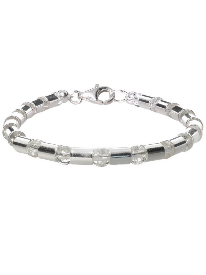 StoneTrip Armband Armband Bergkristall-Kugeln mit Silberröhrchen, rhodiniert (2-tlg) von StoneTrip