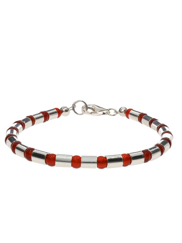 StoneTrip Armband Armband Karneol-Kugeln mit Silberröhrchen, rhodiniert (1-tlg) von StoneTrip