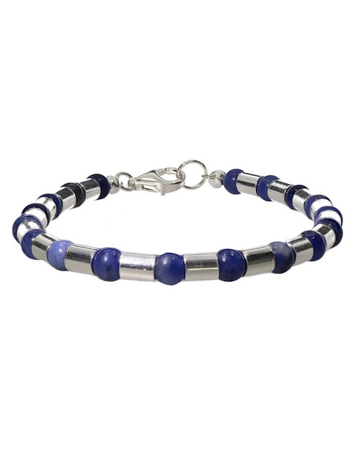 StoneTrip Armband Armband Sodalit-Kugeln mit Silberröhrchen, rhodiniert (1-tlg) von StoneTrip