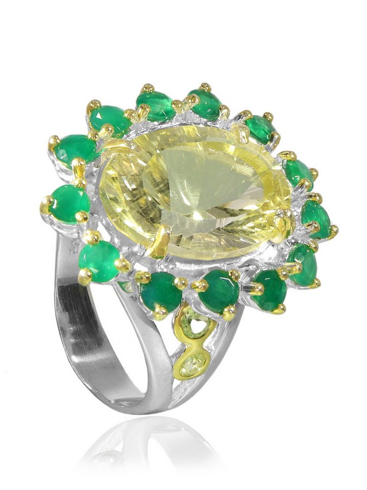 StoneTrip Fingerring Ring mit Lemonquarz, Grünachat, Peridot in Silber gefasst, Unikat StoneTrip Fingerring Ring mit Lemonquarz, Grünachat, Peridot in Silber gefasst, Unikat von StoneTrip