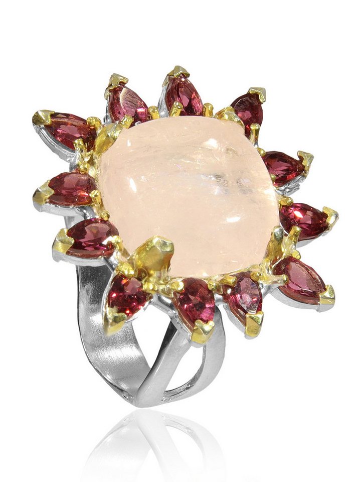 StoneTrip Fingerring Ring mit Morganit 12 ct., 12 Rhodolithe in Silber gefasst, Unikat StoneTrip Fingerring Ring mit Morganit 12 ct., 12 Rhodolithe in Silber gefasst, Unikat von StoneTrip