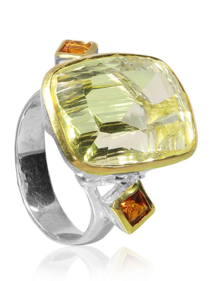 StoneTrip Fingerring Ring mit Zitronenquarz, Citrine carree in Silber gefasst, Unikat StoneTrip Fingerring Ring mit Zitronenquarz, Citrine carree in Silber gefasst, Unikat von StoneTrip