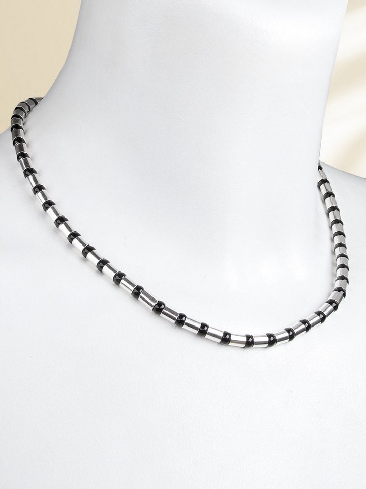StoneTrip Kette ohne Anhänger Halskette Onyx-Kugeln mit Silberröhrchen, rhodiniert (1-tlg) von StoneTrip