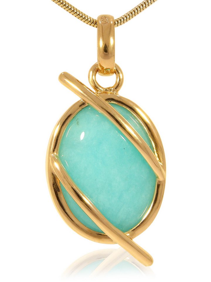 StoneTrip Kettenanhänger Amazonia, Anhänger in vergoldetes Silber gefasst mit Öse von StoneTrip