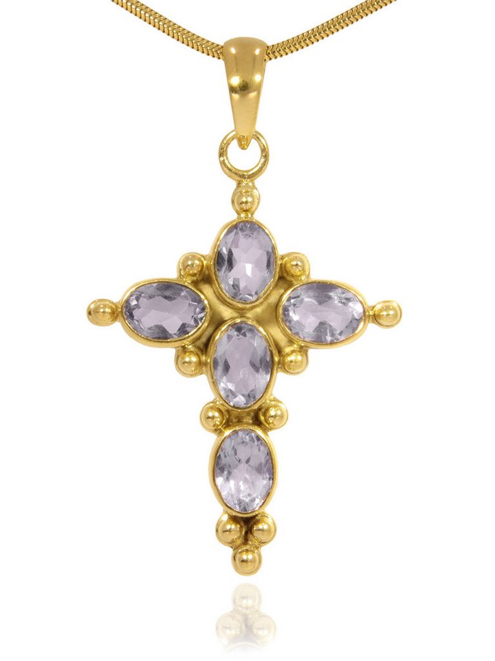 StoneTrip Kettenanhänger Amethyst Anhänger in vergoldetes Silber gefasst mit Öse, Unikat von StoneTrip