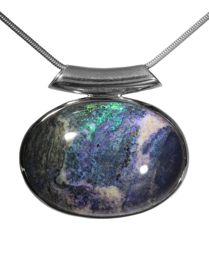 StoneTrip Kettenanhänger Andamooka Opal, Anhänger in Silber gefasst mit Röhrchen, Unikat von StoneTrip