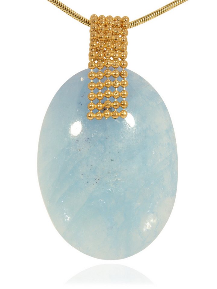 StoneTrip Kettenanhänger Aquamarin Namibia Anhänger Silber vergoldet Kugelbandhalter von StoneTrip