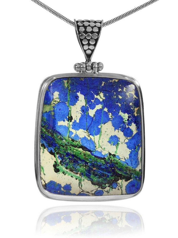 StoneTrip Kettenanhänger Azurit, Anhänger in Silber gefasst mit Öse, Unikat von StoneTrip