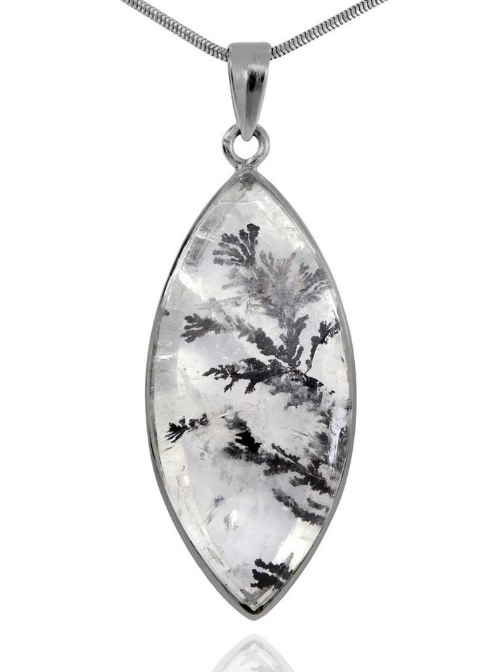 StoneTrip Kettenanhänger Dendritenachat Anhänger in Silber gefasst mit Öse, Unikat von StoneTrip