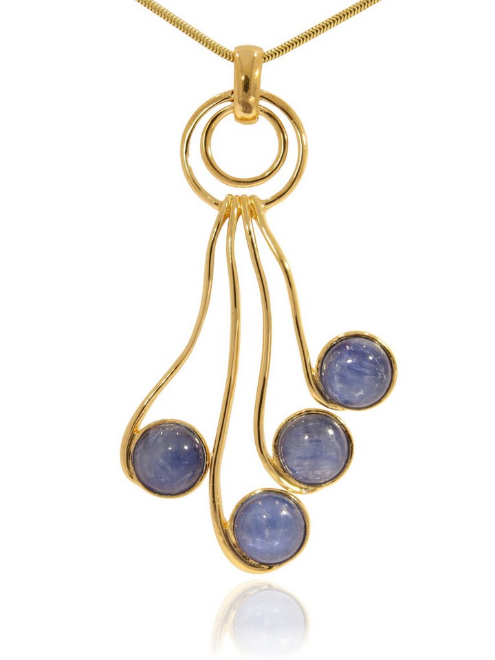 StoneTrip Kettenanhänger Disthen Anhänger in vergoldetes Silber gefasst mit Öse, Unikat von StoneTrip