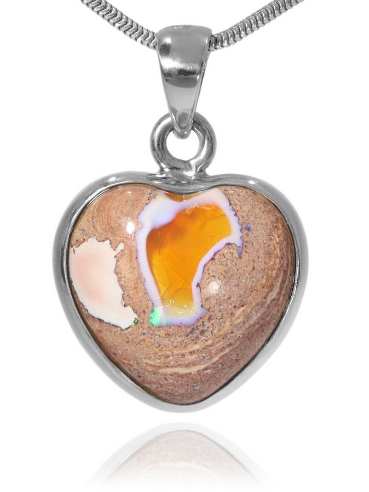 StoneTrip Kettenanhänger Feuer Opal Anhänger in Silber gefasst mit Öse, Unikat von StoneTrip
