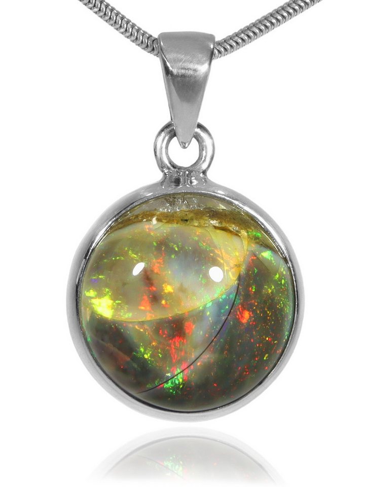 StoneTrip Kettenanhänger Feuer Opal Anhänger in Silber gefasst mit Öse, Unikat von StoneTrip