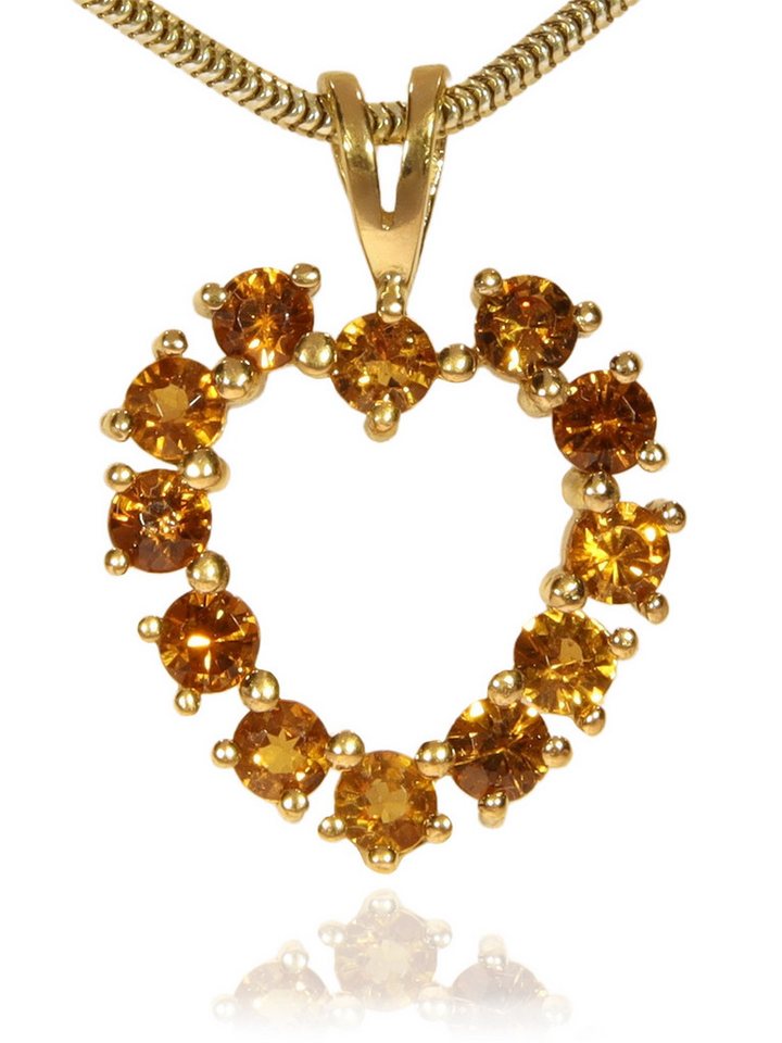 StoneTrip Kettenanhänger Herz Granat, Anhänger in vergoldetes Silber gefasst mit Öse von StoneTrip