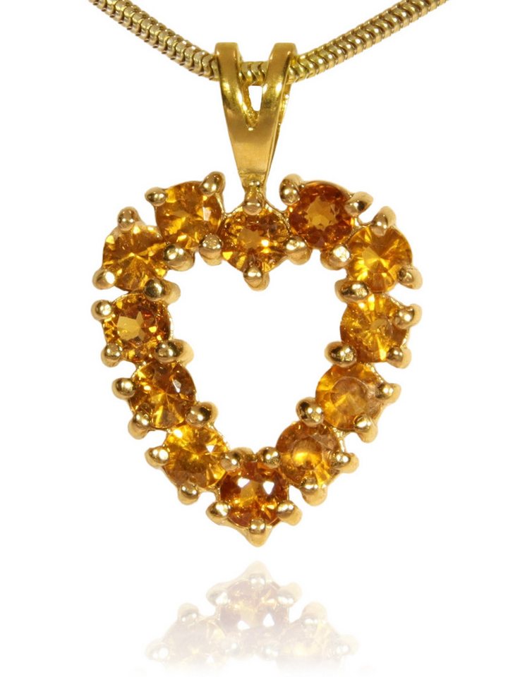 StoneTrip Kettenanhänger Herz Granat, Anhänger in vergoldetes Silber gefasst mit Öse von StoneTrip