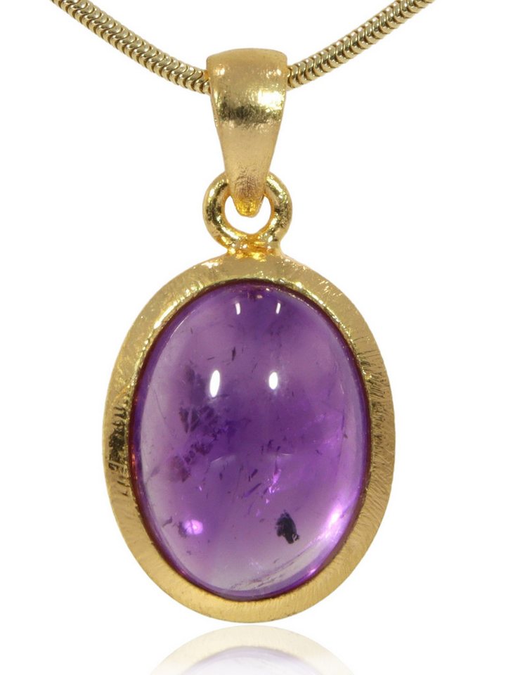 StoneTrip Kettenanhänger Kettenanhänger Amethyst in vergoldetes Silber gefasst mit Öse, Unikat von StoneTrip