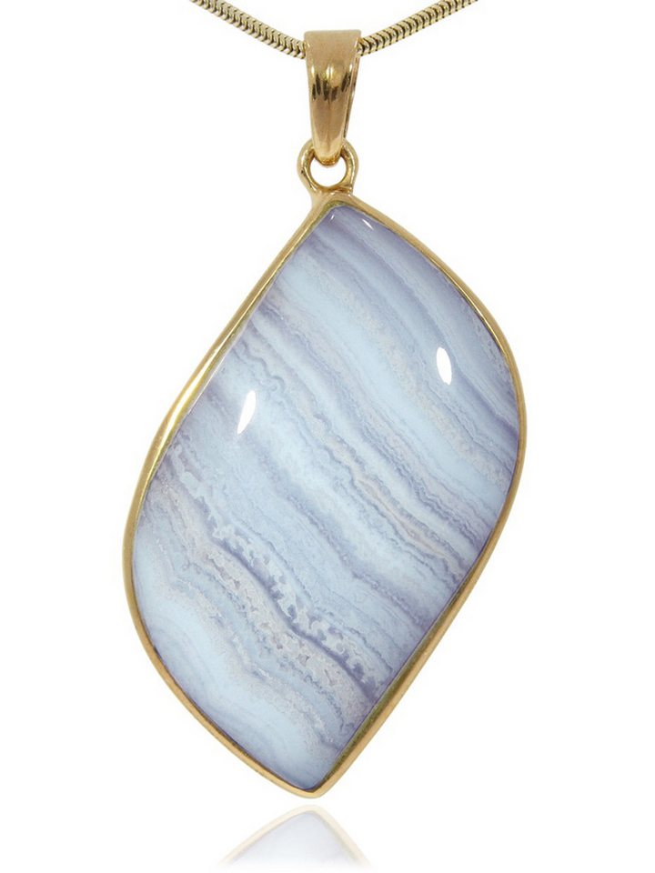 StoneTrip Kettenanhänger Kettenanhänger Chalcedon in vergoldetes Silber gefasst mit Öse, Unikat StoneTrip Kettenanhänger Kettenanhänger Chalcedon in vergoldetes Silber gefasst mit Öse, Unikat von StoneTrip
