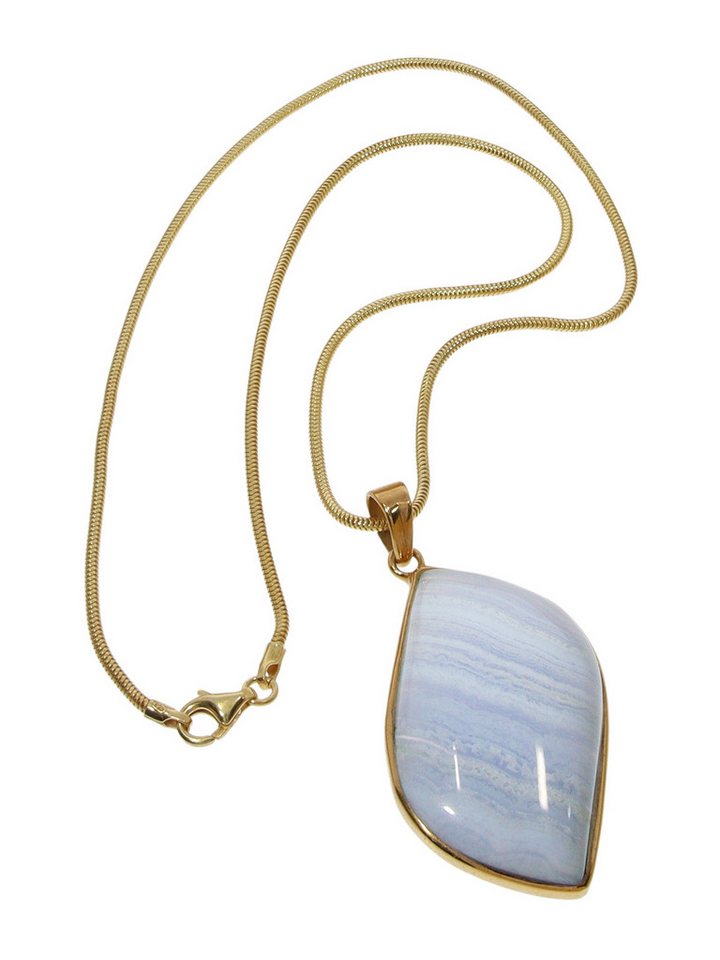 StoneTrip Kettenanhänger Kettenanhänger Chalcedon in vergoldetes Silber gefasst mit Öse, Unikat von StoneTrip