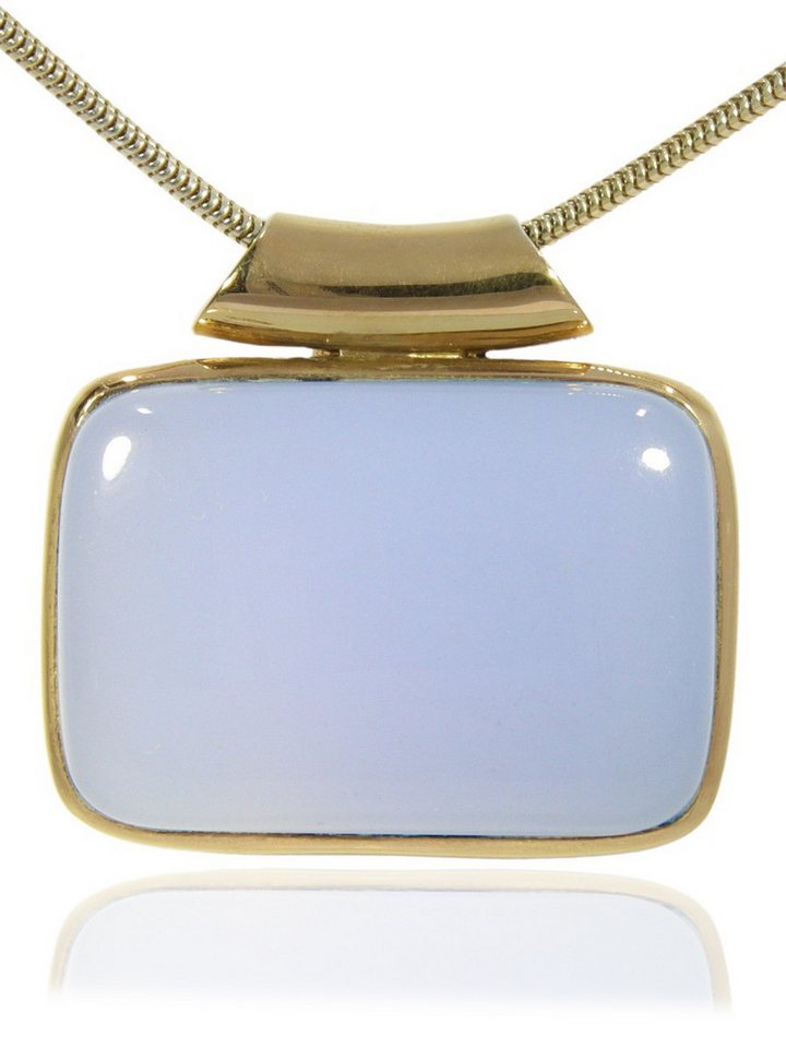 StoneTrip Kettenanhänger Kettenanhänger Chalcedon in vergoldetes Silber gefasst mit Röhrchen von StoneTrip