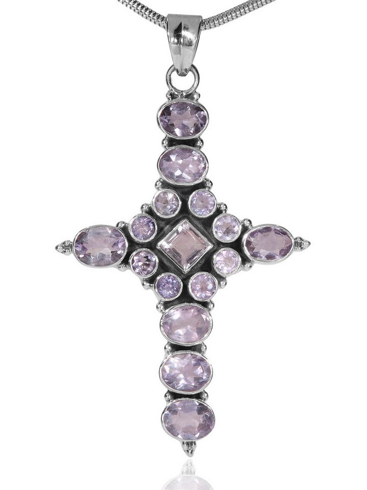 StoneTrip Kettenanhänger Kettenanhänger Kreuz Amethyst in Silber gefasst mit Öse StoneTrip Kettenanhänger Kettenanhänger Kreuz Amethyst in Silber gefasst mit Öse von StoneTrip