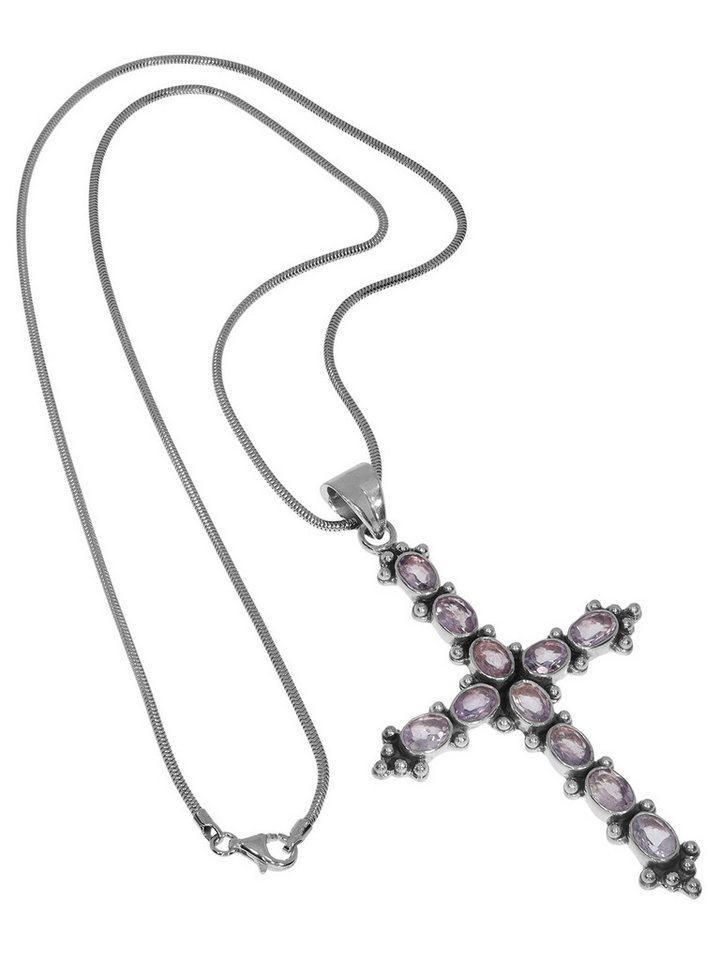 StoneTrip Kettenanhänger Kettenanhänger Kreuz Amethyst in Silber gefasst mit Öse von StoneTrip