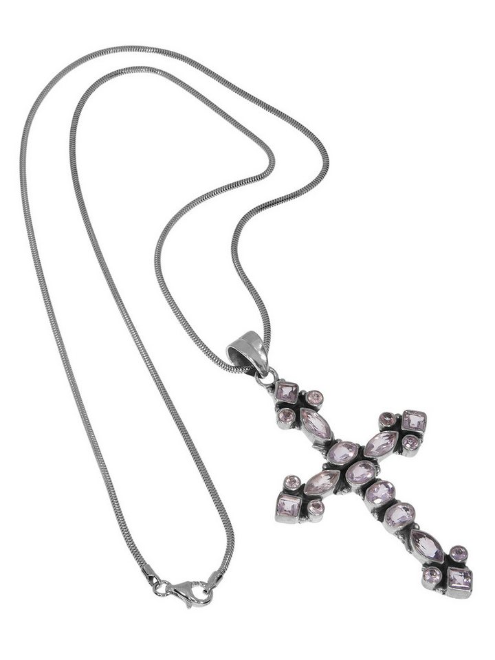 StoneTrip Kettenanhänger Kettenanhänger Kreuz Amethyst in Silber gefasst mit Öse von StoneTrip