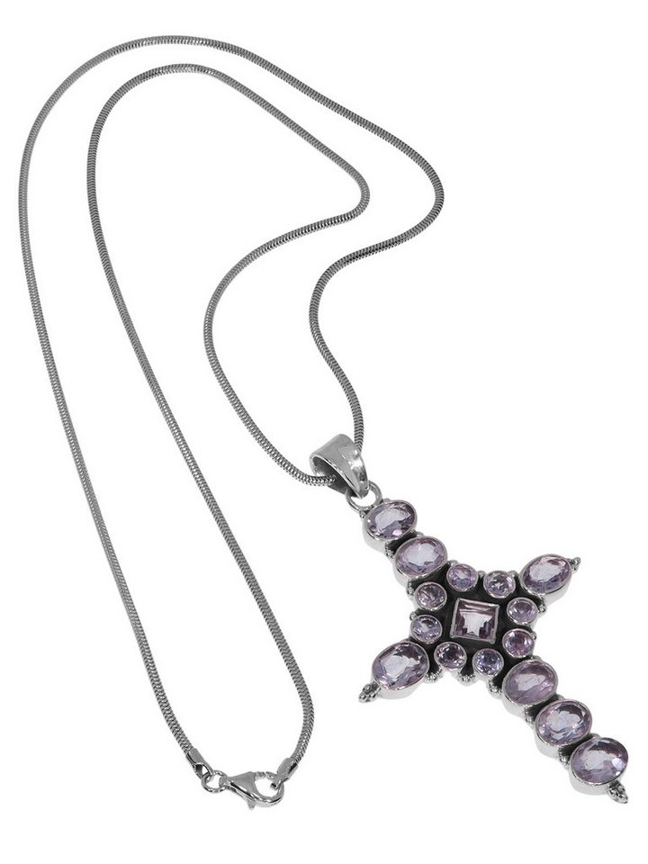 StoneTrip Kettenanhänger Kettenanhänger Kreuz Amethyst in Silber gefasst mit Öse von StoneTrip