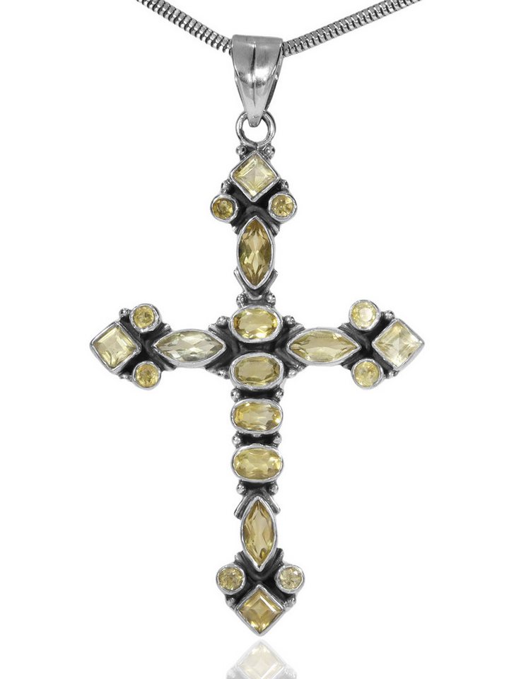 StoneTrip Kettenanhänger Kettenanhänger Kreuz Citrin in Silber gefasst mit Öse StoneTrip Kettenanhänger Kettenanhänger Kreuz Citrin in Silber gefasst mit Öse von StoneTrip