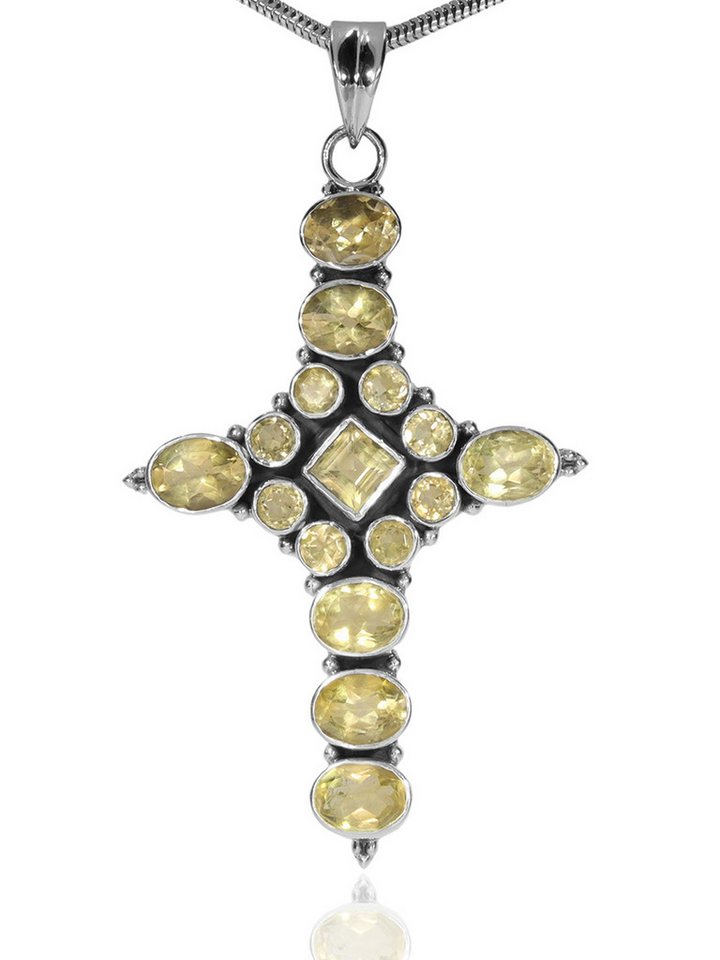 StoneTrip Kettenanhänger Kettenanhänger Kreuz Citrin in Silber gefasst mit Öse StoneTrip Kettenanhänger Kettenanhänger Kreuz Citrin in Silber gefasst mit Öse von StoneTrip