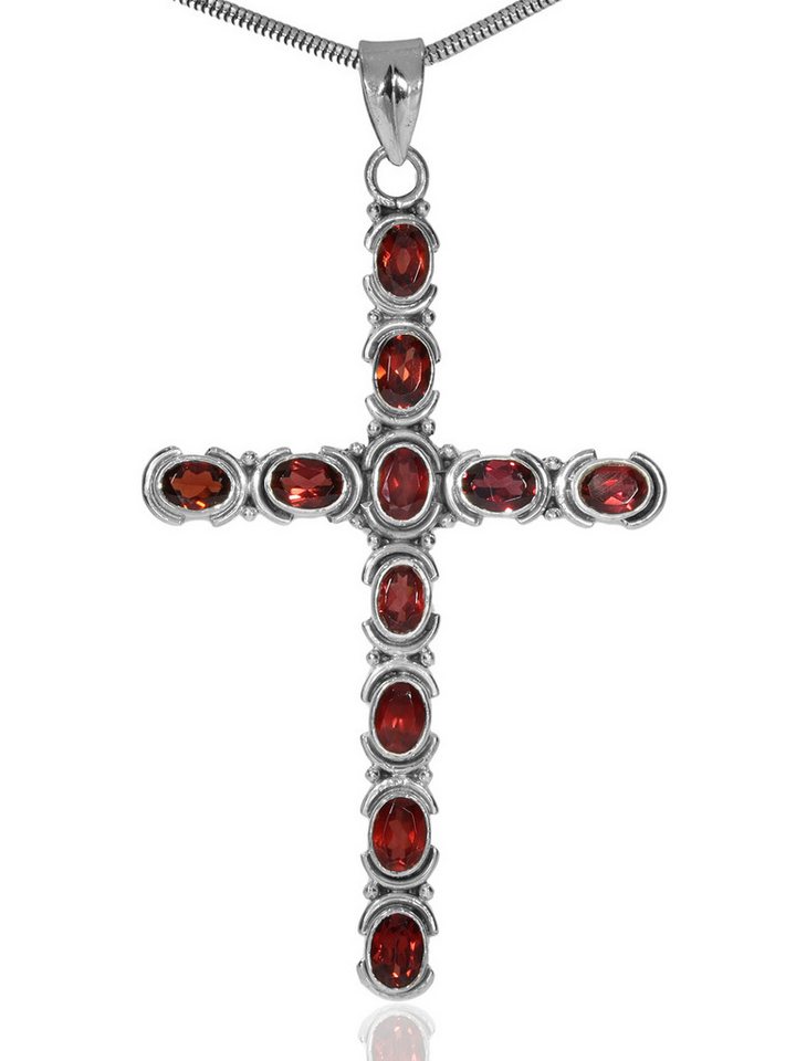StoneTrip Kettenanhänger Kettenanhänger Kreuz Granat in Silber gefasst mit Öse StoneTrip Kettenanhänger Kettenanhänger Kreuz Granat in Silber gefasst mit Öse von StoneTrip