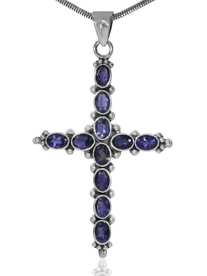 StoneTrip Kettenanhänger Kettenanhänger Kreuz Iolit in Silber gefasst mit Öse StoneTrip Kettenanhänger Kettenanhänger Kreuz Iolit in Silber gefasst mit Öse von StoneTrip