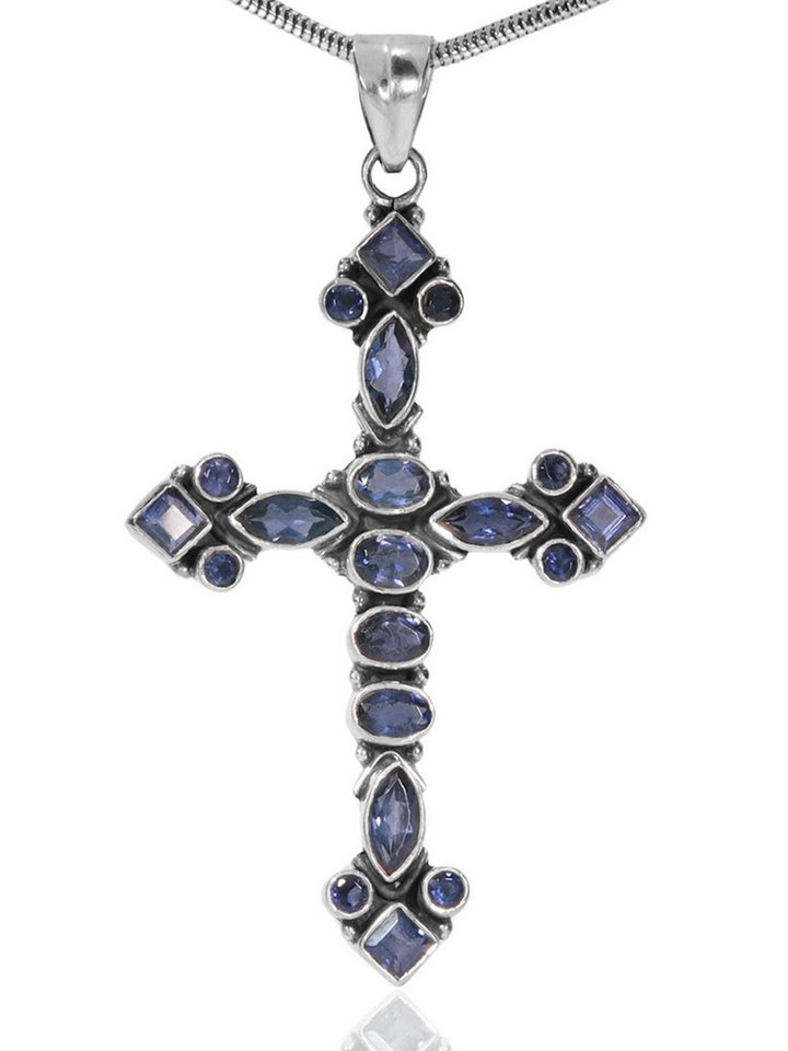 StoneTrip Kettenanhänger Kettenanhänger Kreuz Iolit in Silber gefasst mit Öse StoneTrip Kettenanhänger Kettenanhänger Kreuz Iolit in Silber gefasst mit Öse von StoneTrip