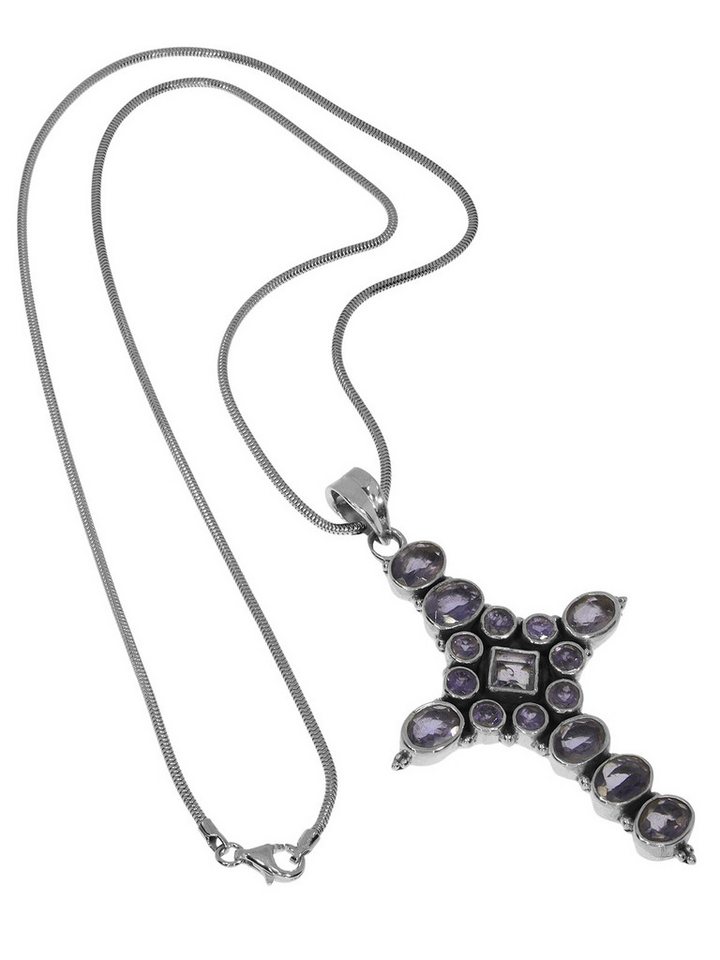 StoneTrip Kettenanhänger Kettenanhänger Kreuz Iolit in Silber gefasst mit Öse von StoneTrip