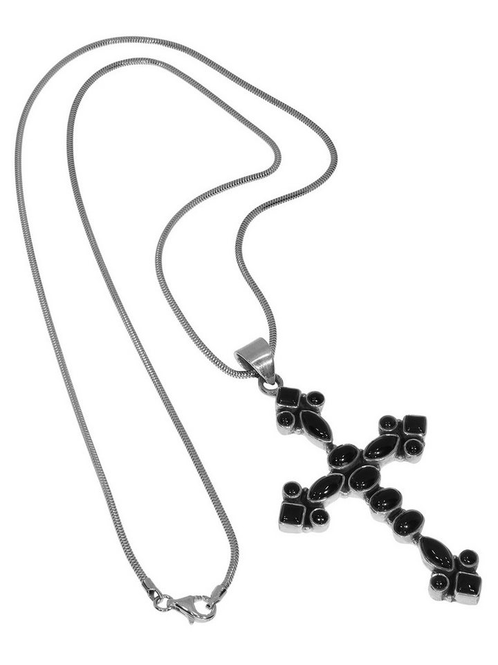 StoneTrip Kettenanhänger Kettenanhänger Kreuz Onyx in Silber gefasst mit Öse von StoneTrip