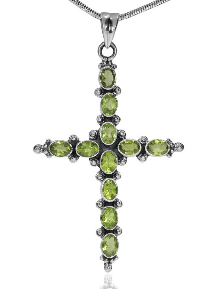 StoneTrip Kettenanhänger Kettenanhänger Kreuz Peridot in Silber gefasst mit Öse StoneTrip Kettenanhänger Kettenanhänger Kreuz Peridot in Silber gefasst mit Öse von StoneTrip