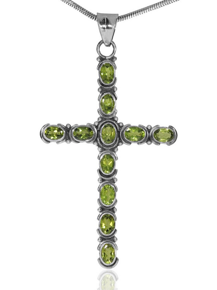 StoneTrip Kettenanhänger Kettenanhänger Kreuz Peridot in Silber gefasst mit Öse StoneTrip Kettenanhänger Kettenanhänger Kreuz Peridot in Silber gefasst mit Öse von StoneTrip