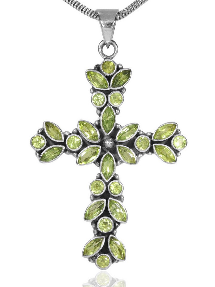 StoneTrip Kettenanhänger Kettenanhänger Kreuz Peridot in Silber gefasst mit Öse StoneTrip Kettenanhänger Kettenanhänger Kreuz Peridot in Silber gefasst mit Öse von StoneTrip