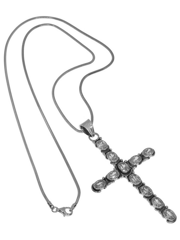 StoneTrip Kettenanhänger Kettenanhänger Kreuz Zirkonia in Silber gefasst mit Öse von StoneTrip